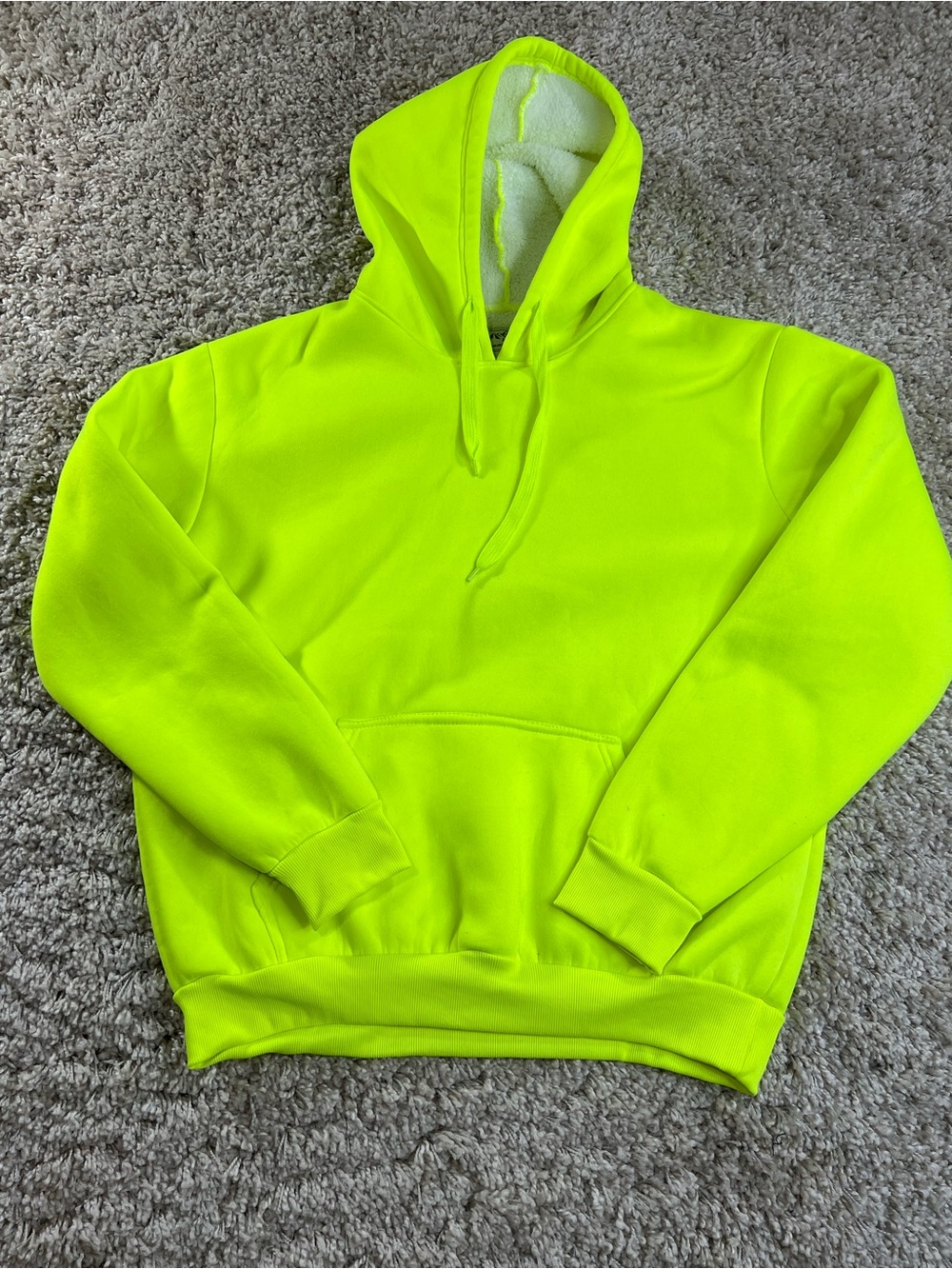 Men's Neon Yellow Crewneck Hoodie - Bright High-Visibility Pullover